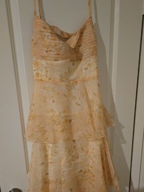 Hello Molly Cream and Peach Floral Tiered Dress, XL, New